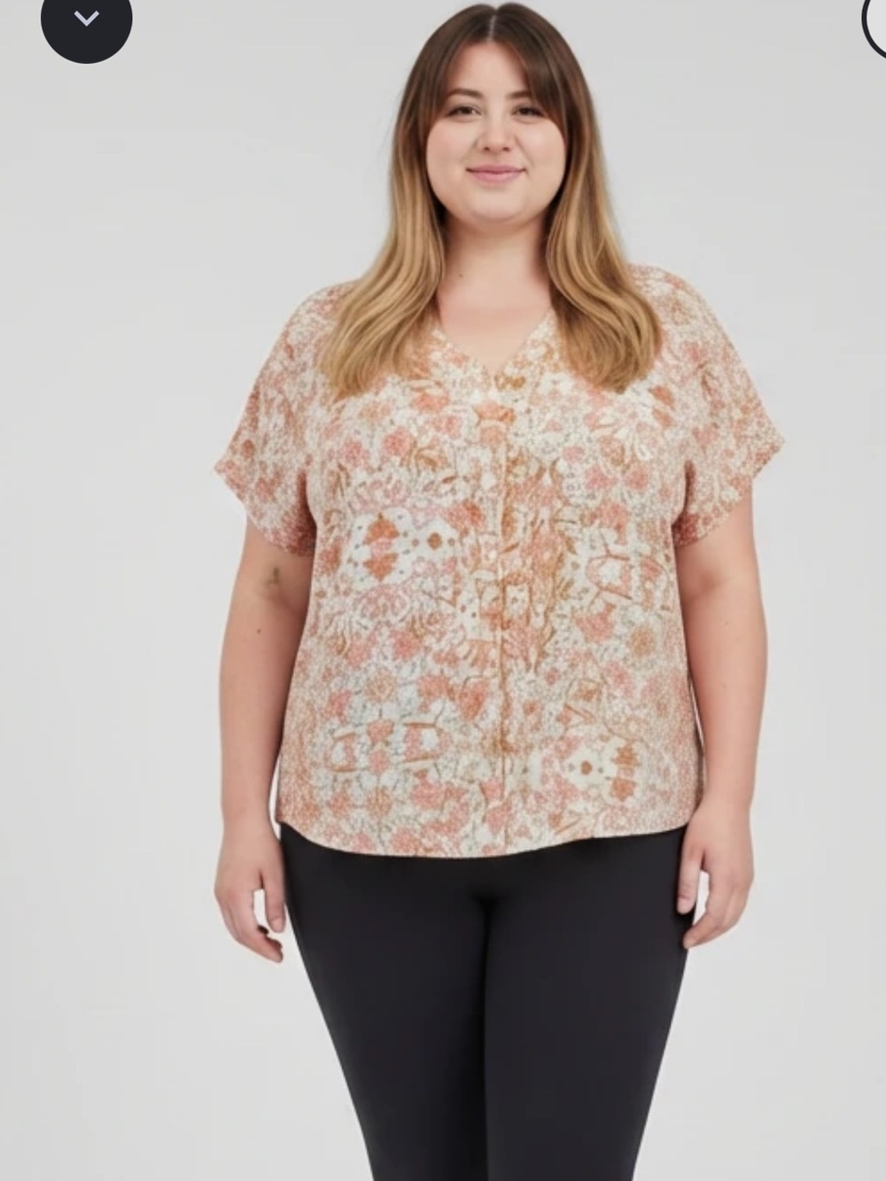 Rachel‎ Zoe Orange Floral Button-Front 100% linen Women’s Top Size Medium